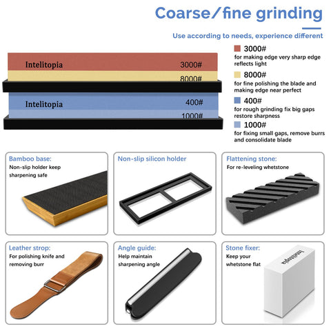 Intelitopia dual-grit whetstone 3000/8000 for fine polishing and edge refinement