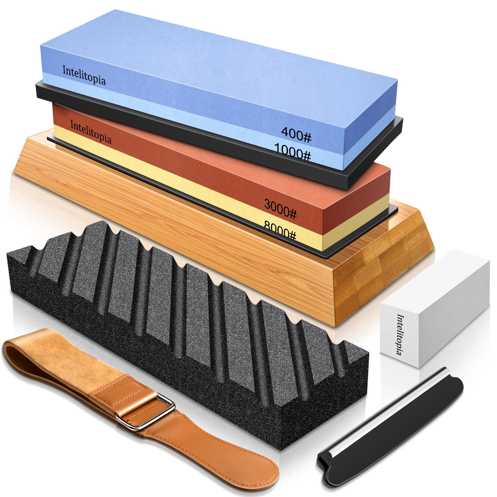 Intelitopia dual-grit whetstone 400/1000 for reshaping dull blades and quick edge refreshment