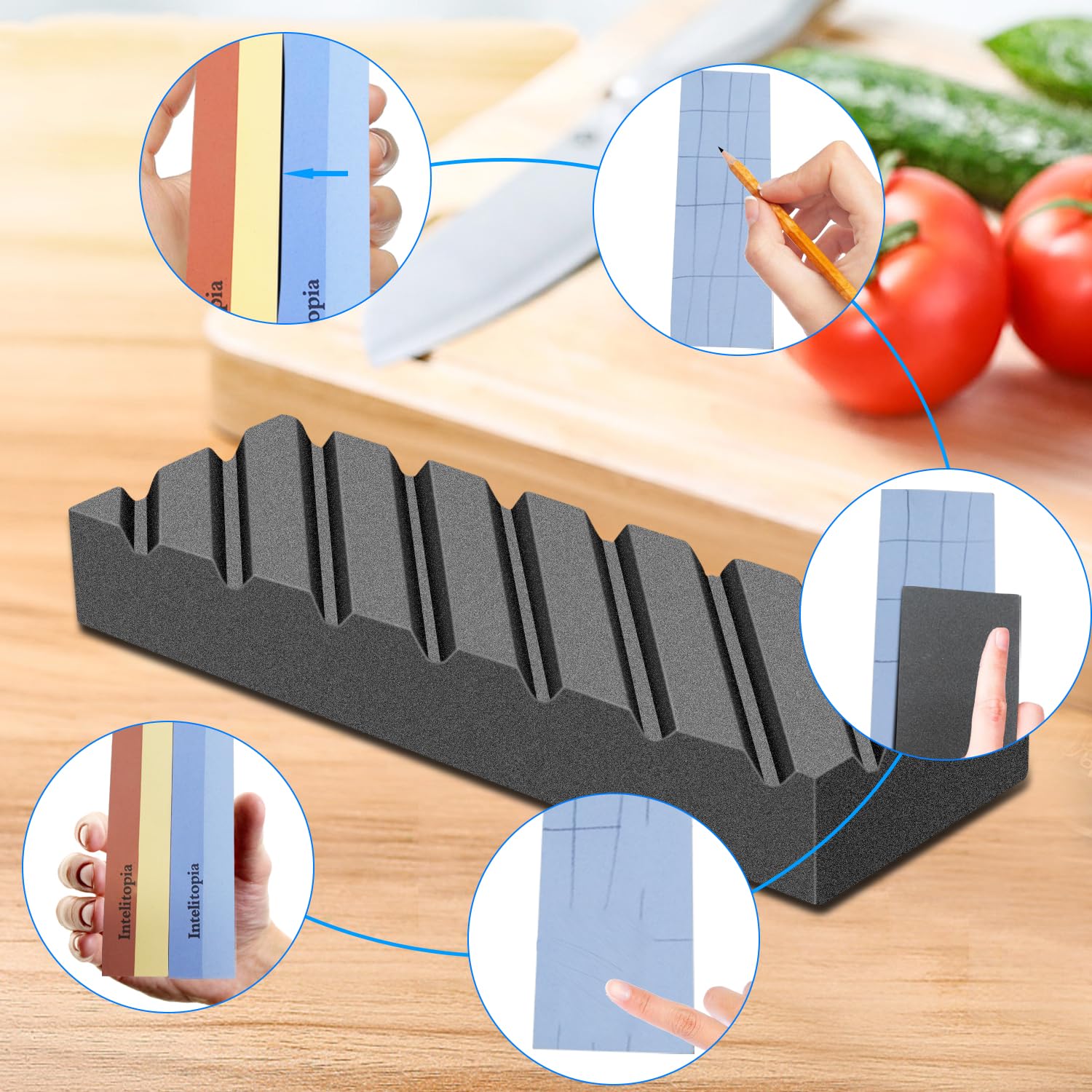 Intelitopia non-slip bases secure the kit on the work surface during use