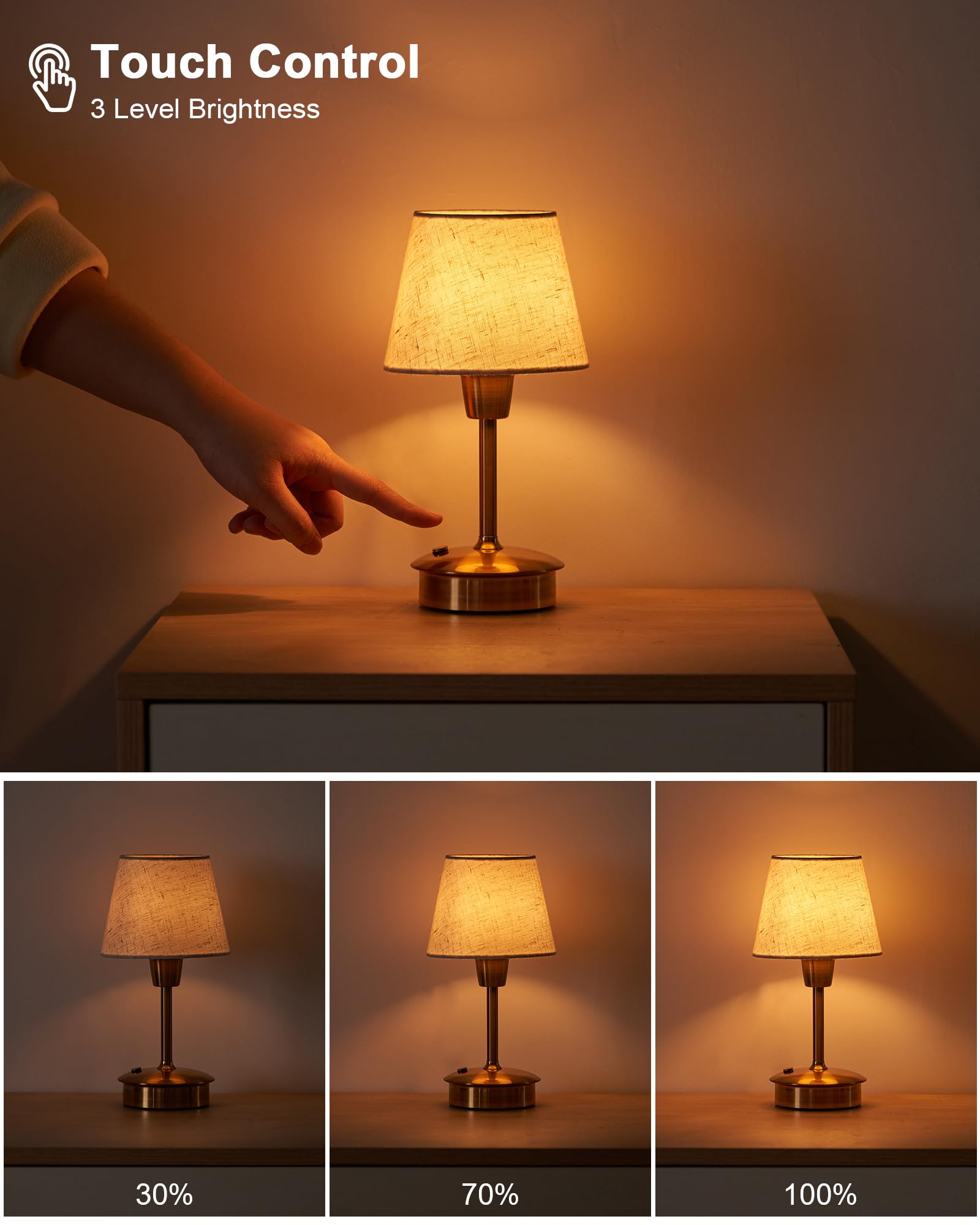 Intelive bedside lamp with warm glow for late-night reading