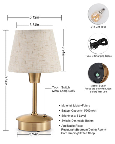 Intelive dimmable touch lamp for soft to bright illumination at a tap