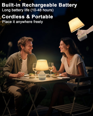 INTELIVE linen shade ceramic lamp adds warm ambience to any space