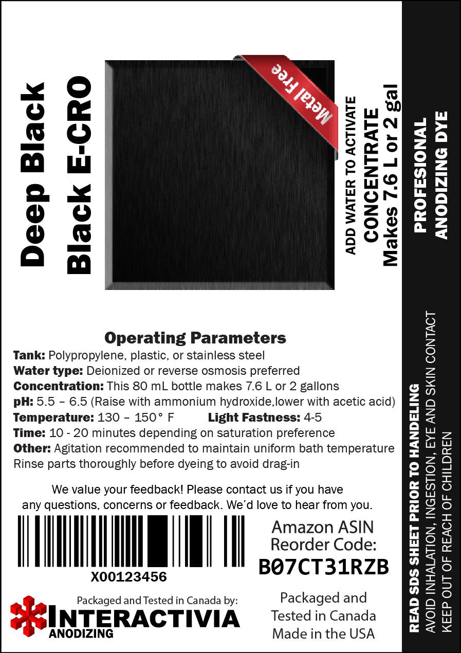 Anodized aluminum sample using INTERACTIVIA Black E-CRO demonstrating durable oxide