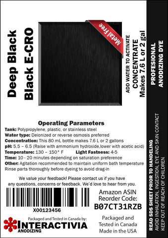 Anodized aluminum sample using INTERACTIVIA Black E-CRO demonstrating durable oxide