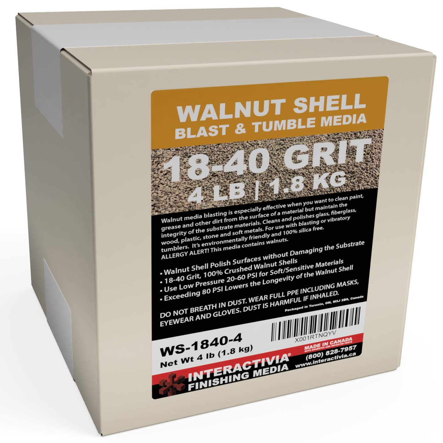 Interactivia Walnut Shell Media 18-40 grit for blasting removes paint while preserving substrate