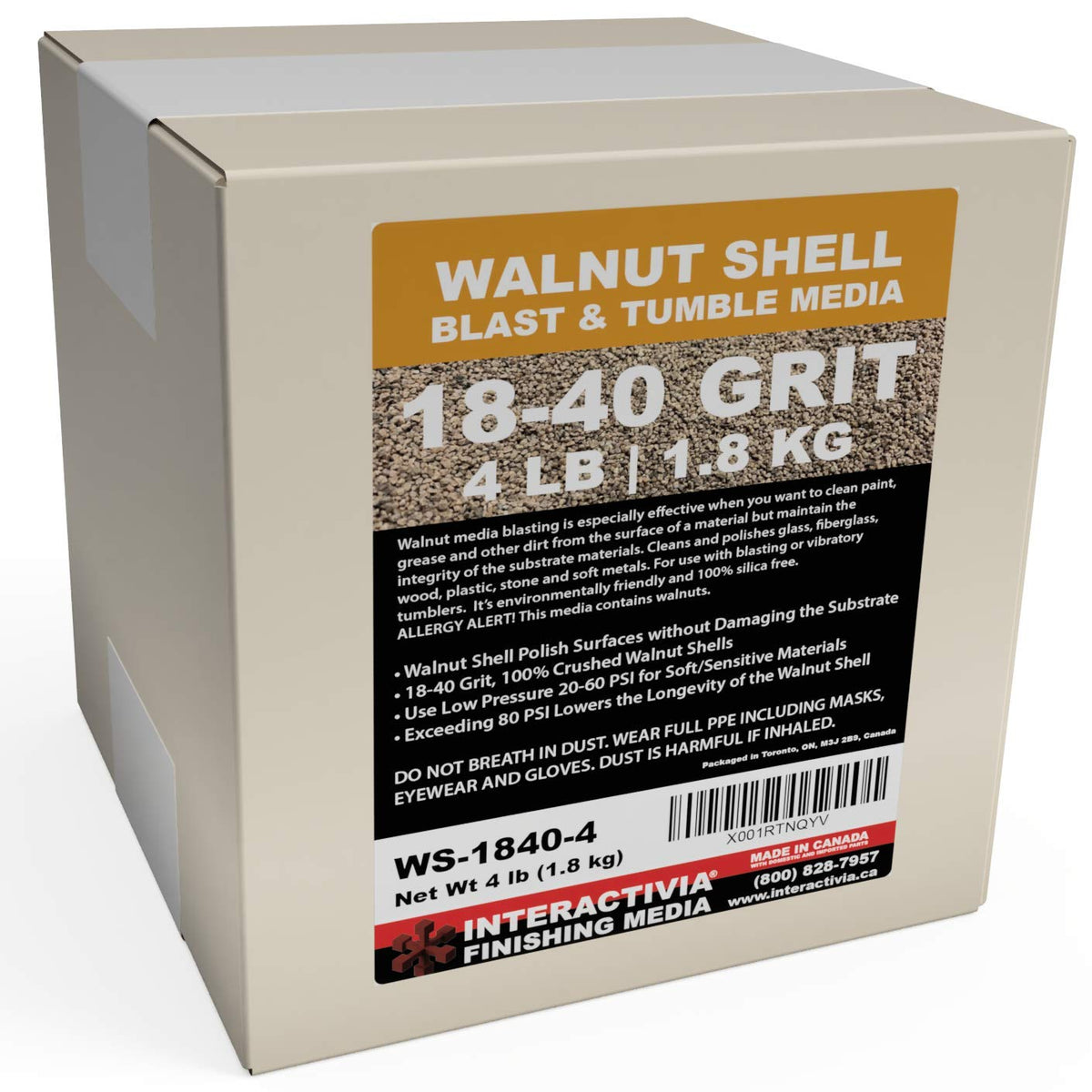 Interactivia Walnut Shell Media 18-40 grit for blasting removes paint while preserving substrate