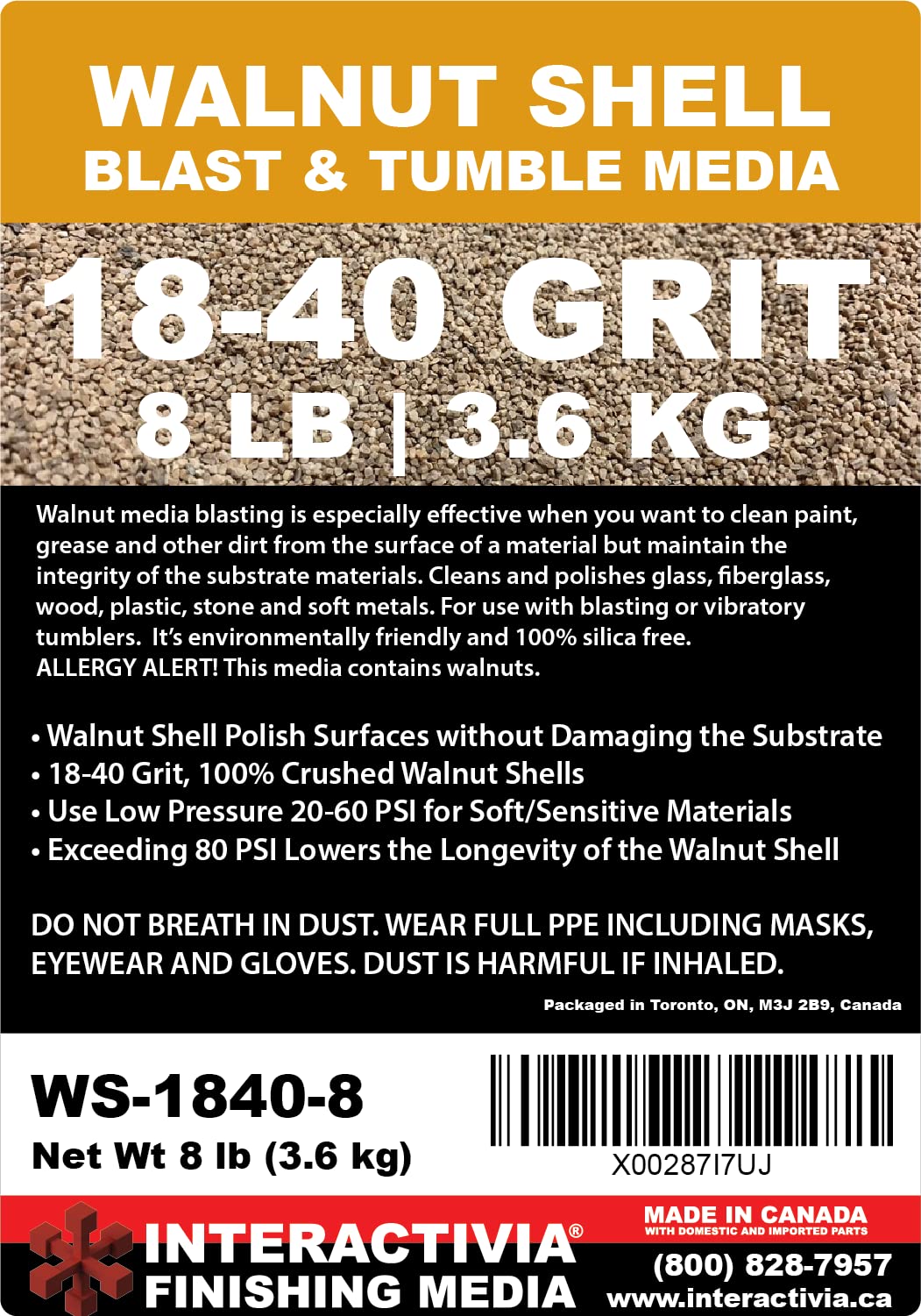 INTERACTIVIA walnut shell media for plastic parts cleans grease safely