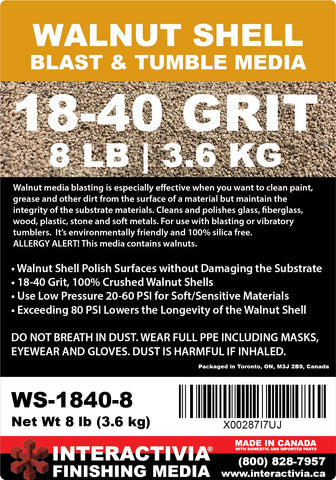 INTERACTIVIA walnut shell media for plastic parts cleans grease safely