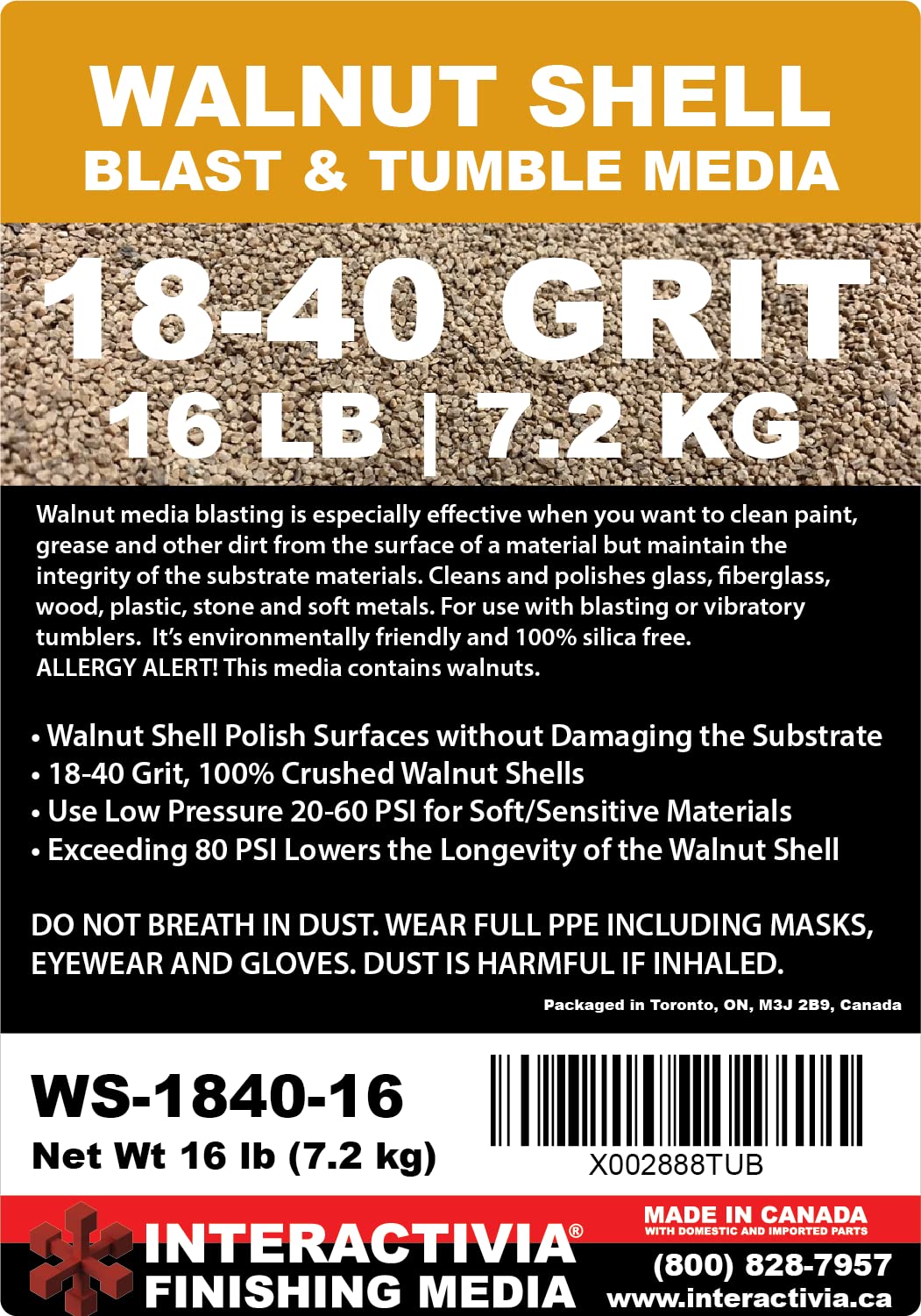 Interactivia walnut shell media polishes wood for a satin finish.