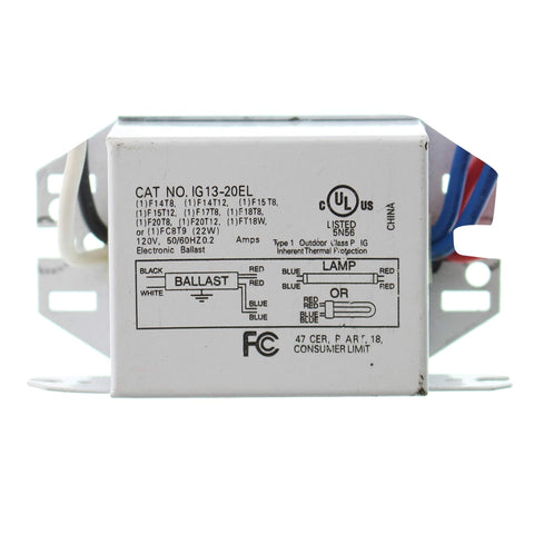 InterGlobal IG13-20EL ballast powering a T8 lamp in an aquarium hood for reliable illumination.