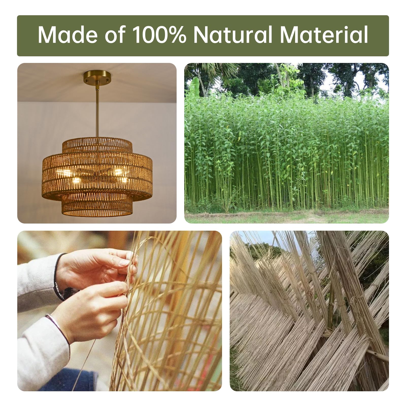 InterMaka handwoven rattan chandelier adds natural texture to living spaces