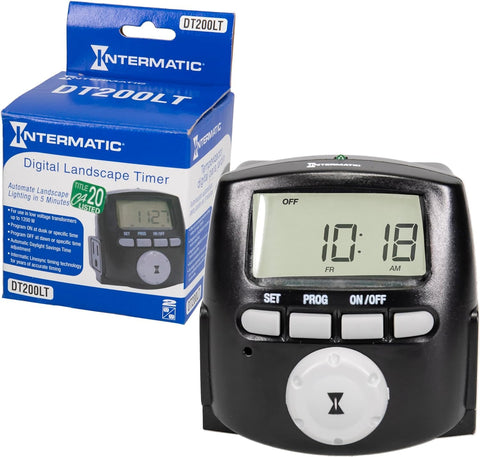 Intermatic DT200LT digital timer front panel for easy outdoor lighting scheduling