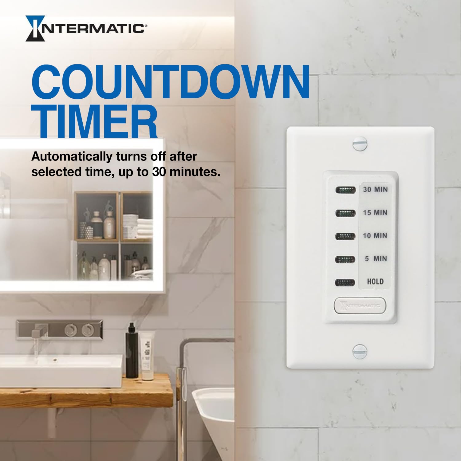 Intermatic EC200WK control for lights and fans in bathrooms or utility rooms.