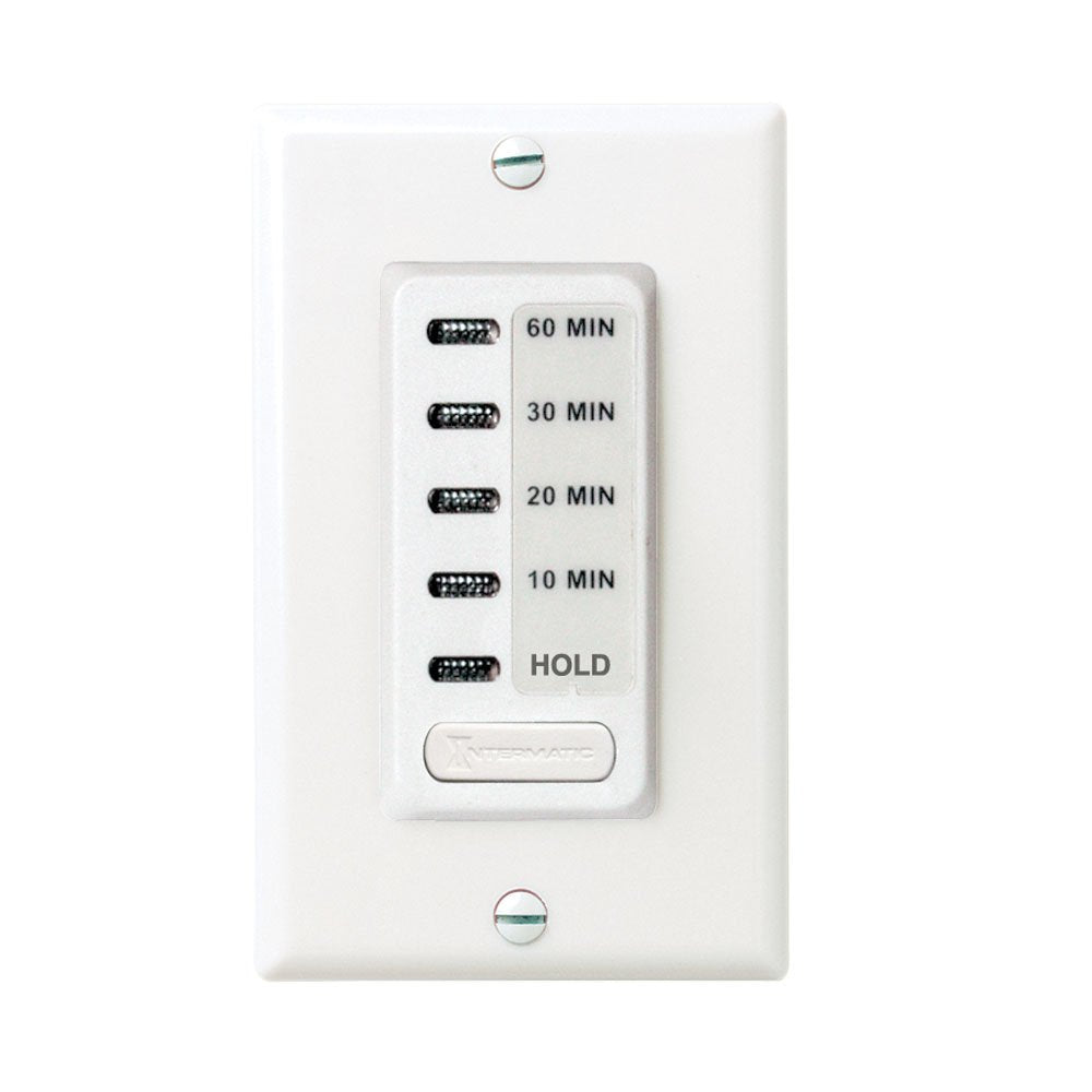 Intermatic EC210WK countdown timer front view shows compact white design for easy energy control.