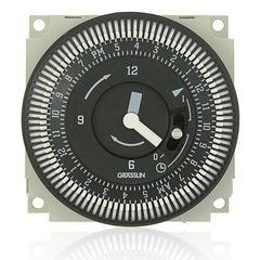 Intermatic Grasslin FM/1 timer front view with manual override for easy daily control.
