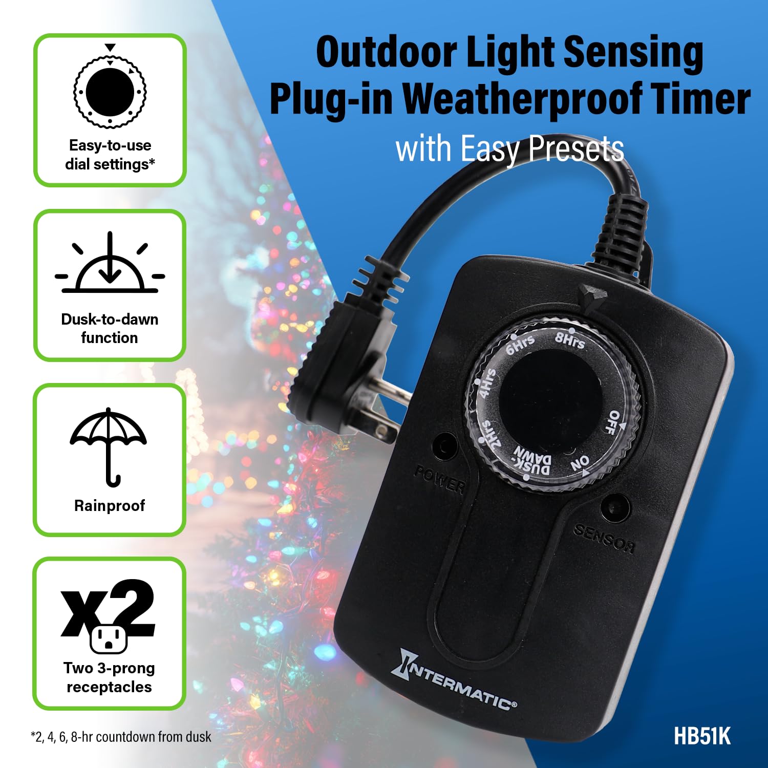 Weatherproof HB51K enclosure protects timer in damp outdoor areas