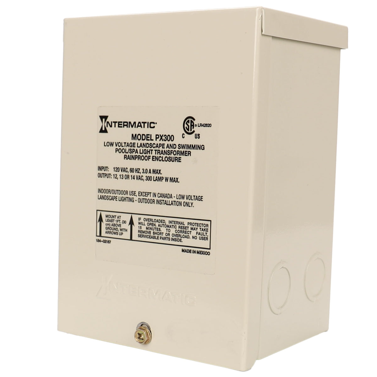Intermatic PX300 300W pool light transformer in beige powers 12V pool lighting safely