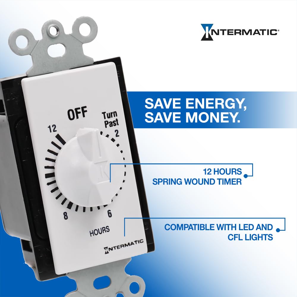 Intermatic SW12HWK timer works with LED and CFL bulbs for energy management.