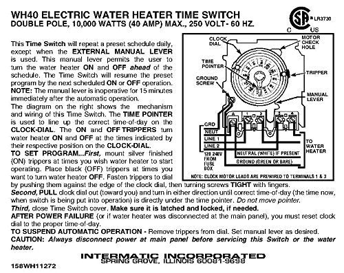 Intermatic WH40 with external override switch for quick manual control