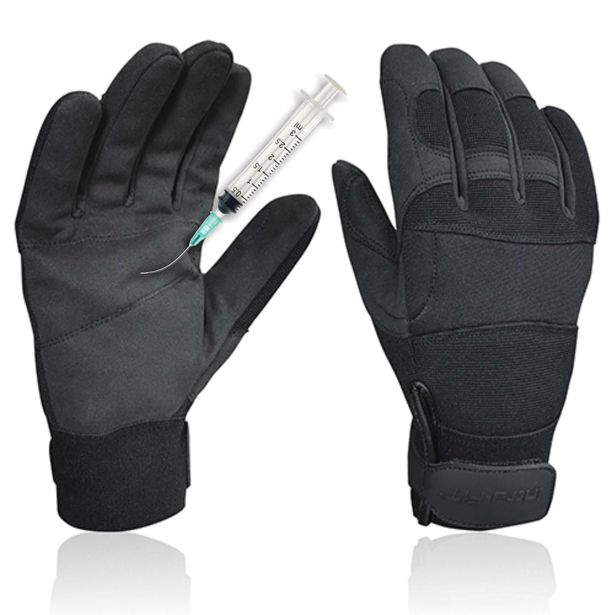 Intra-FIT needle puncture gloves palm closeup showing puncture-resistant fabric for safer handling