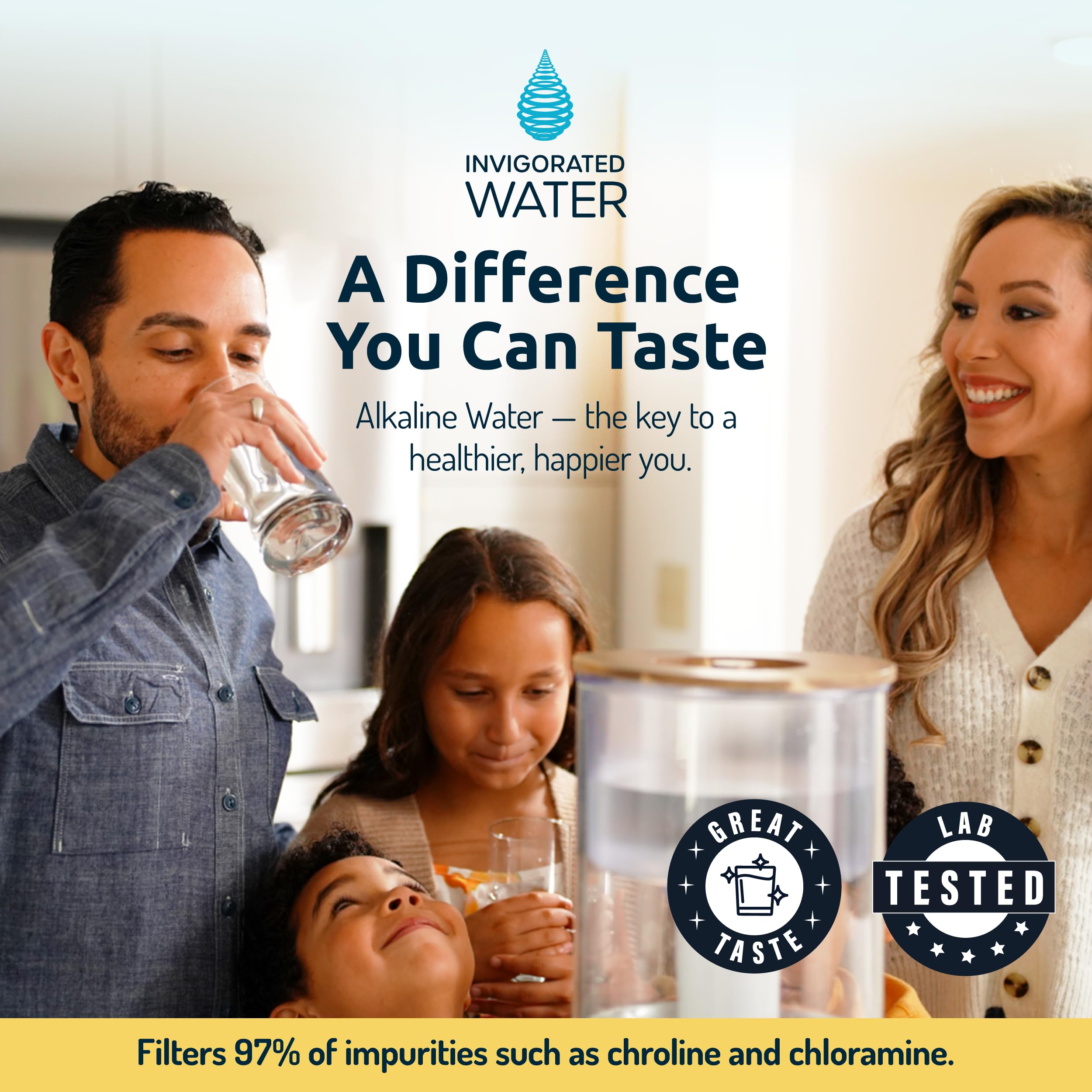 Invigorated Water PH001 KDF media reduces heavy metals and chlorine.