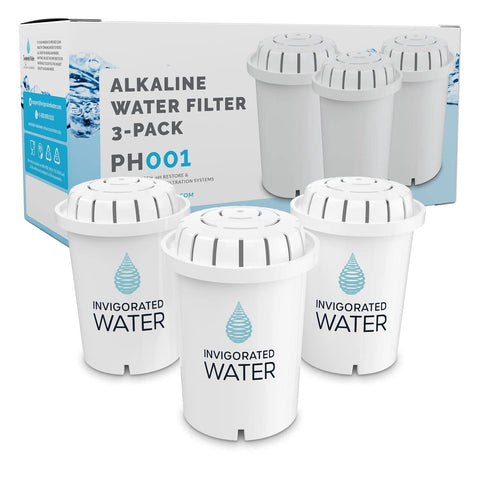Invigorated Water PH001 white alkaline filter improves taste and balances pH.