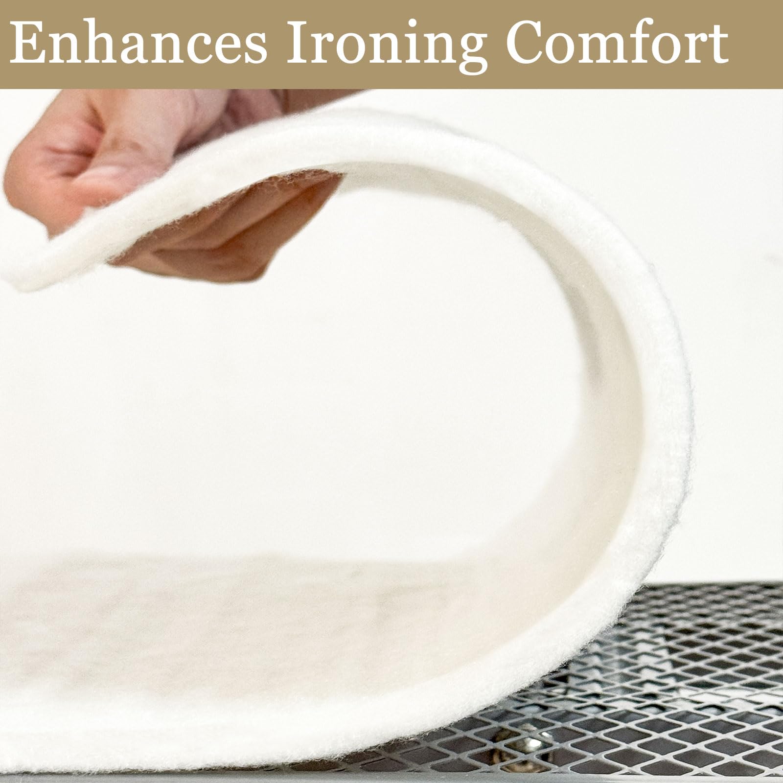 Invwanhing felt pad on ironing board in use for smooth ironing