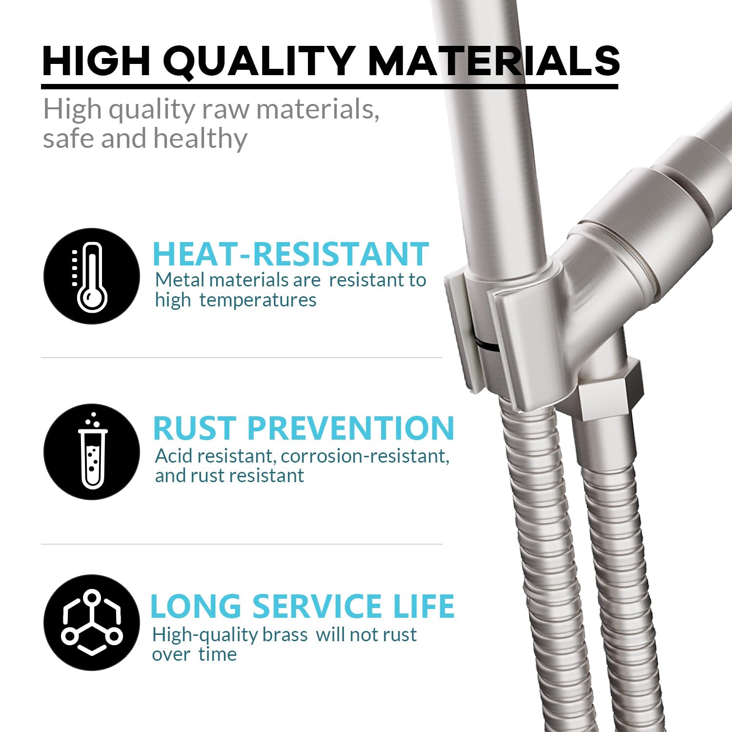 Brass swivel ball supports heavy handheld showers securely