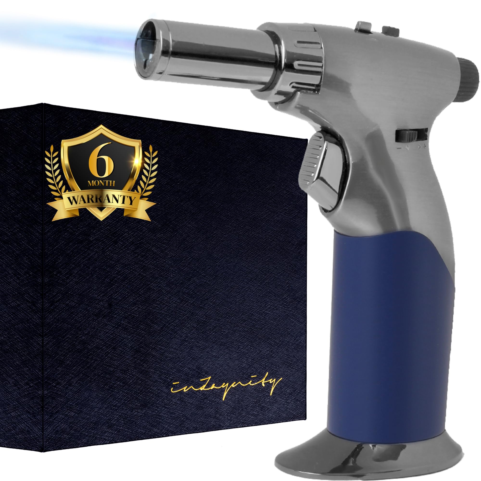 inZaynity Dual Flame Torch Gun front view with dual flames for versatile cooking and crafts