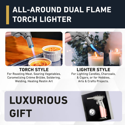 inZaynity dual flame torch ignition lock supports uninterrupted use during culinary or craft tasks