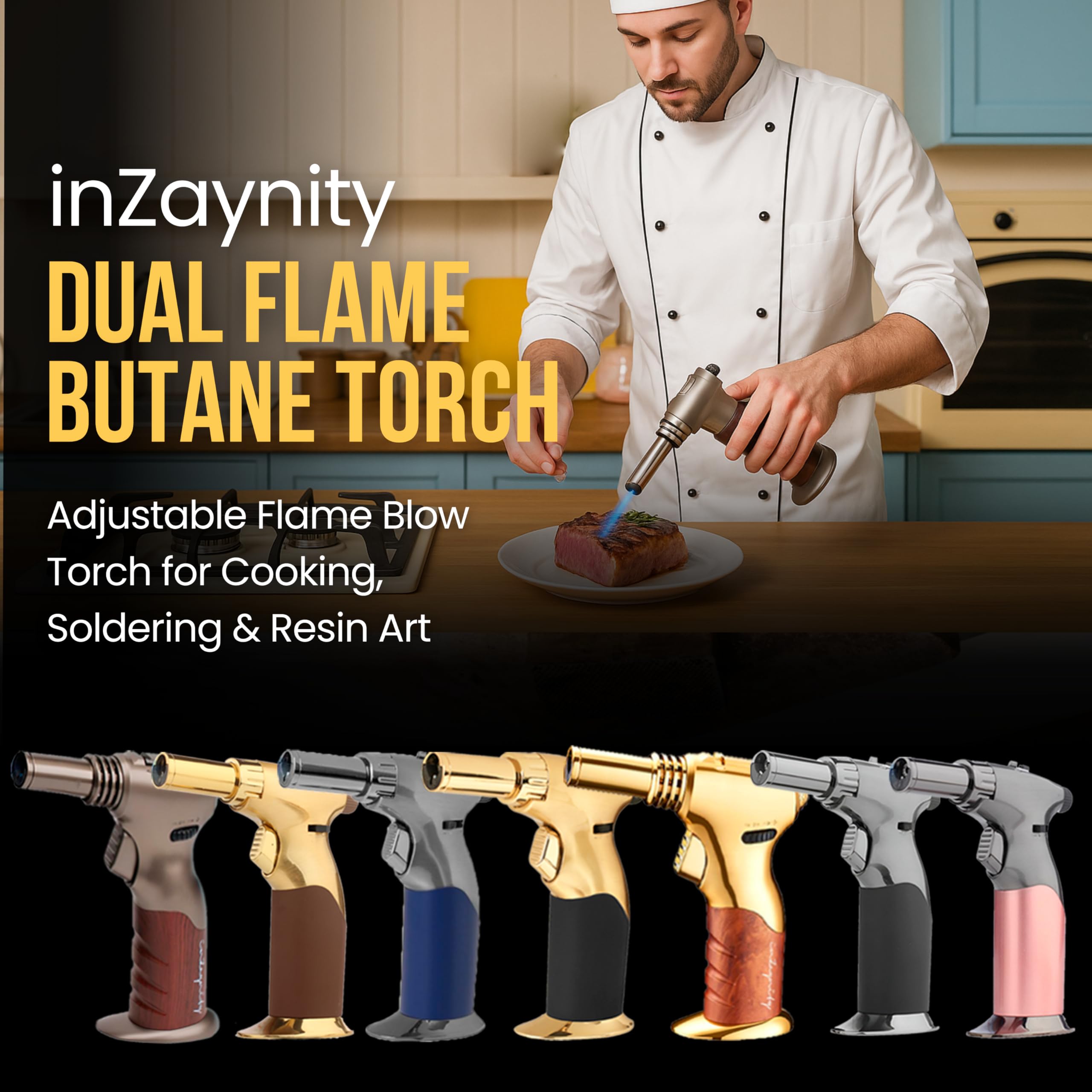 inZaynity dual flame torch used in resin art for curing and detailing