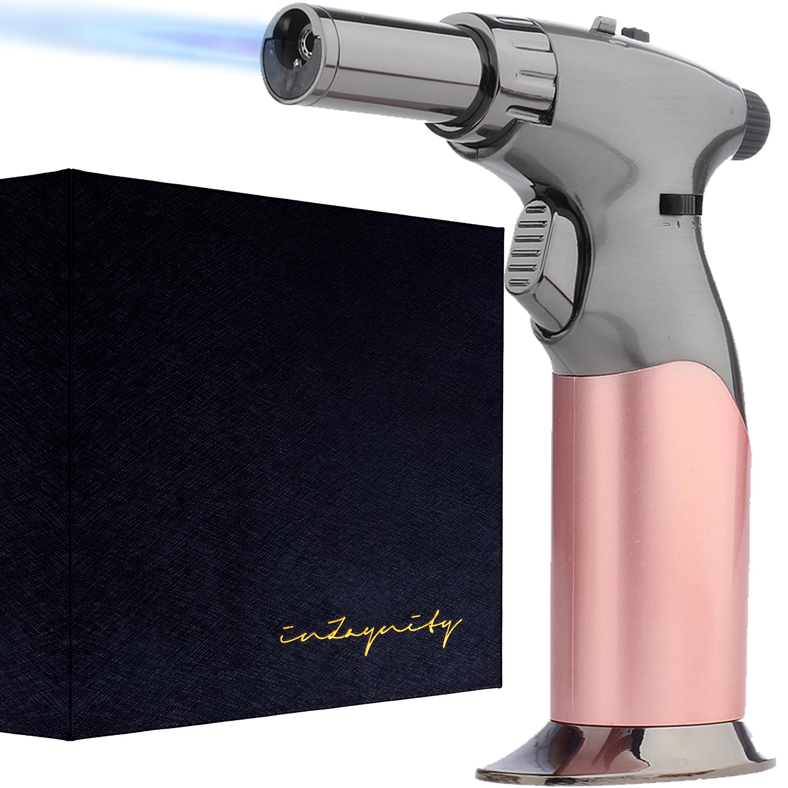 inZaynity dual flame torch gun steel blush body for precise cooking and crafts