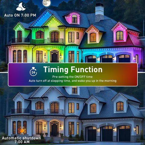 INZIDOL 100ft outdoor lights eave installation with peel-and-stick mounting