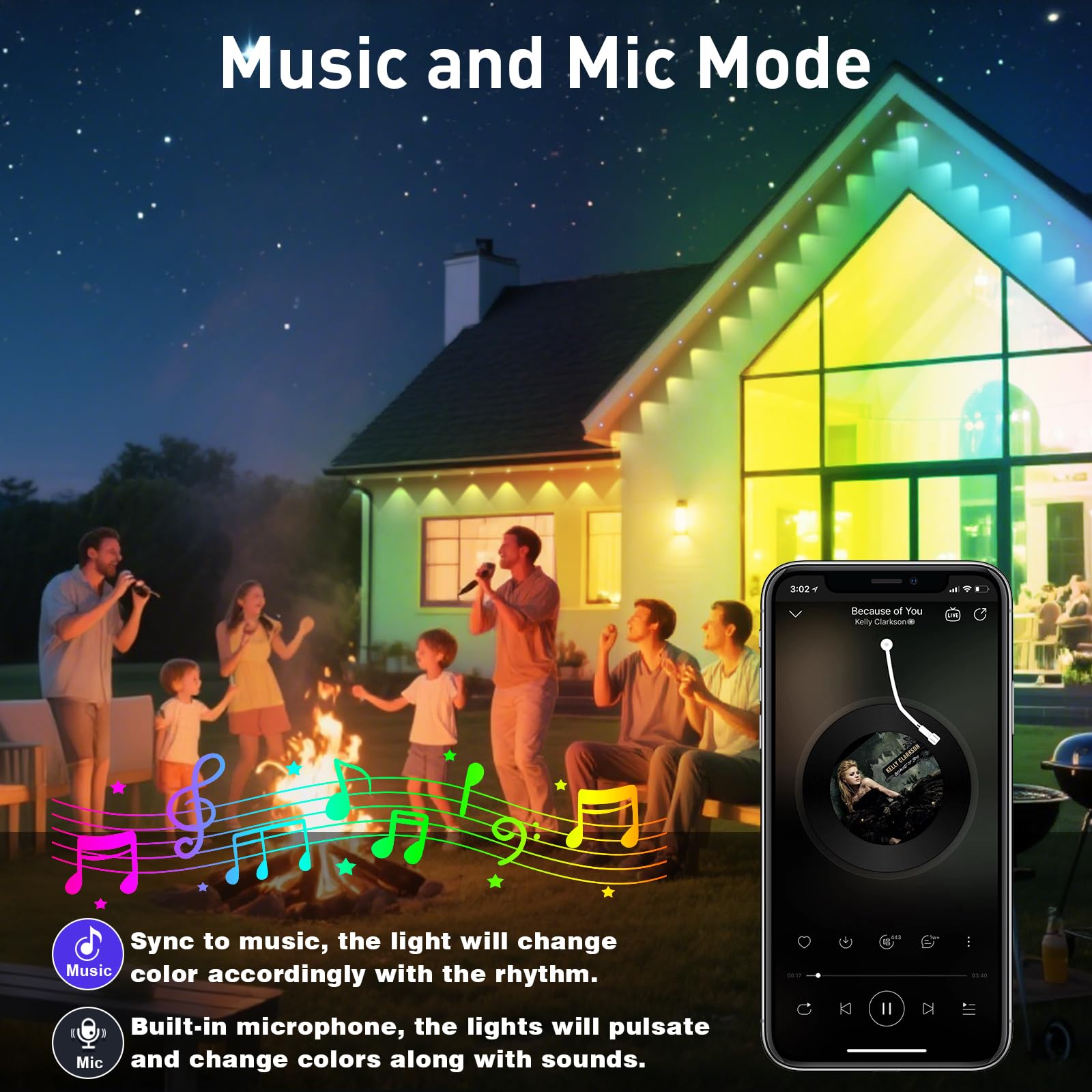 INZIDOL 100ft outdoor lights rgb-led with vivid color options for mood setting