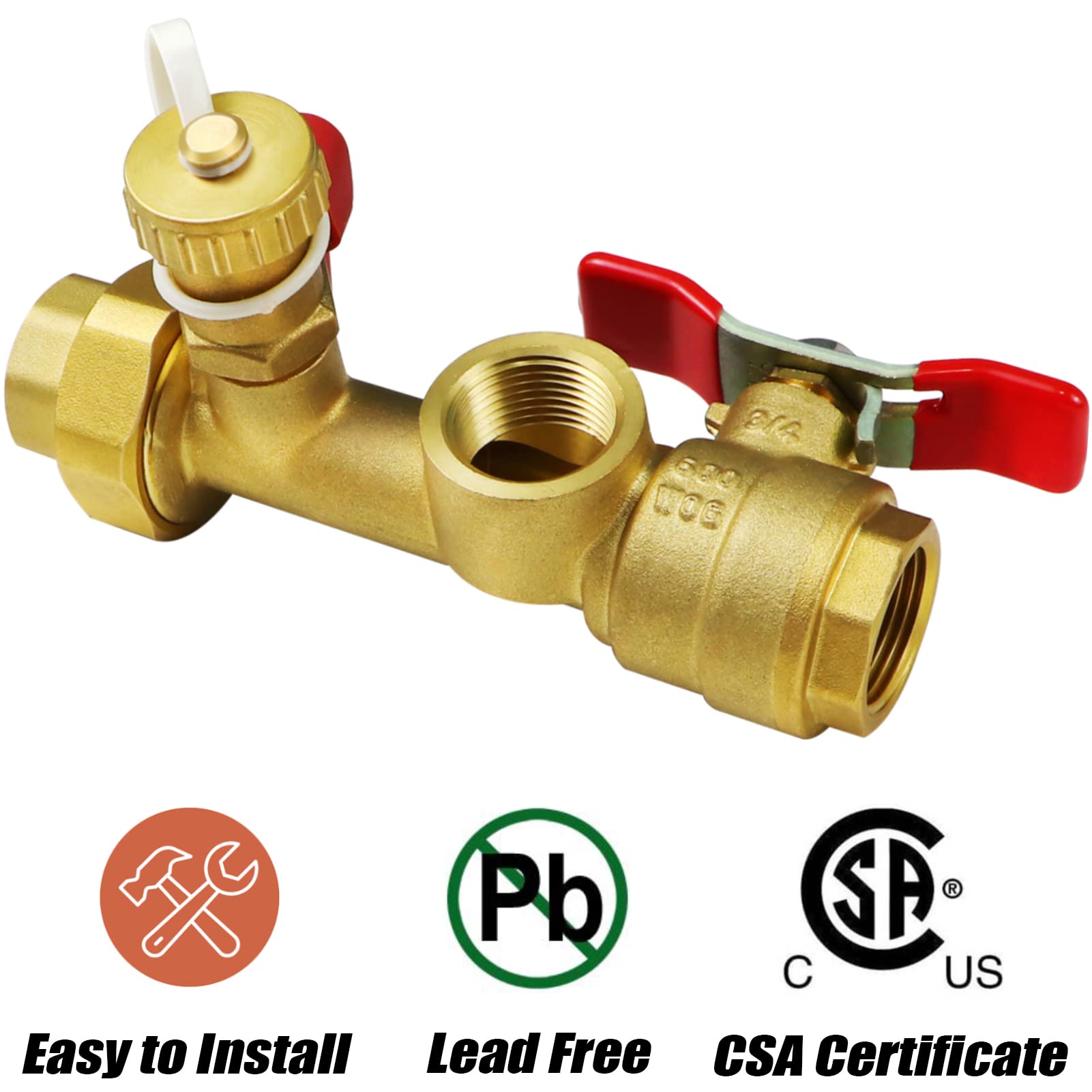 Iococee 3/4 inch IPS cold isolation valve for tankless heater maintenance