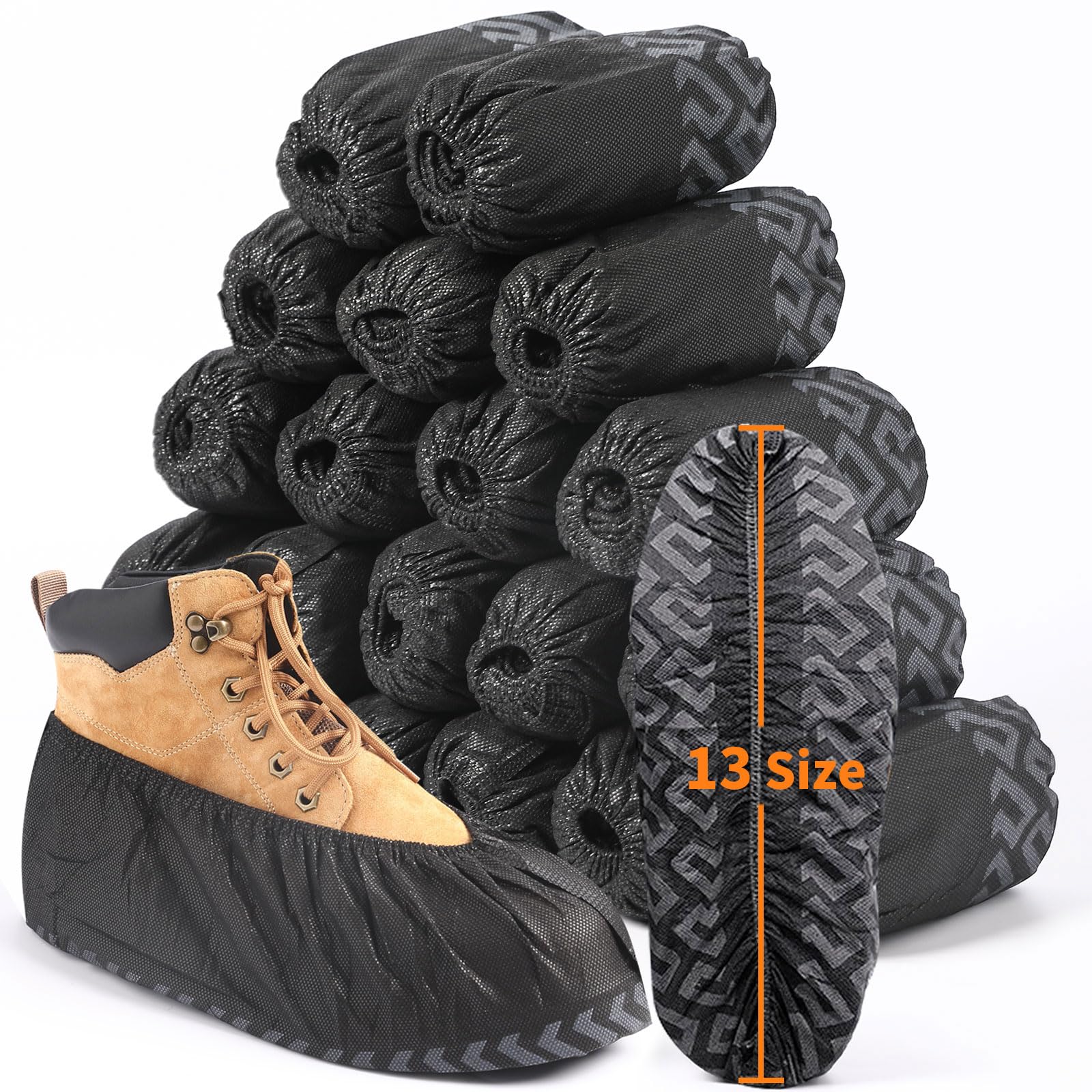 ioiopeak shoe covers in black, 200-pack, durable for indoor and outdoor protection