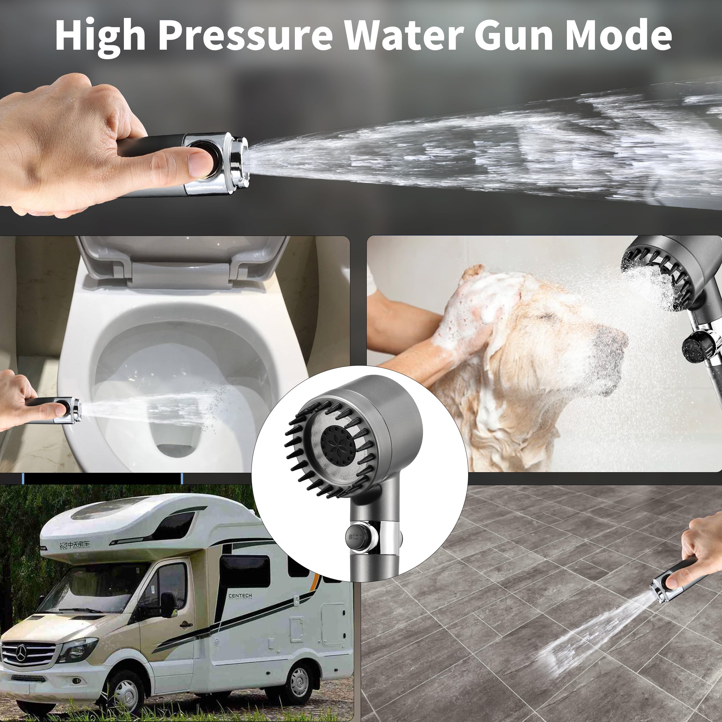Iopsk one-touch pause helps safe seated bathing and quick cleanup.