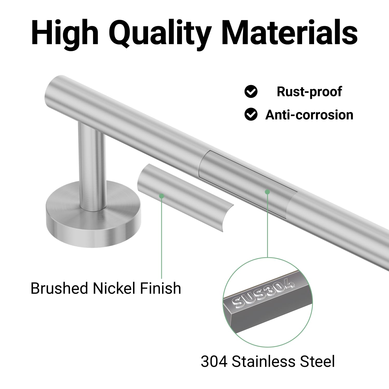 IOQ 304 stainless steel close-up highlights smooth edges.