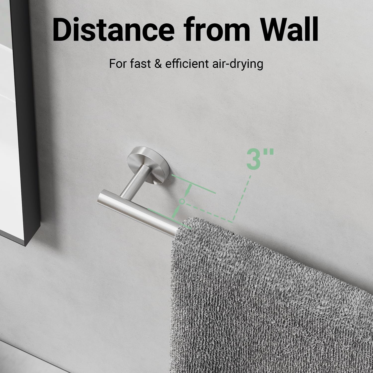 IOQ modern minimalist brushed nickel finish complements contemporary bathrooms.