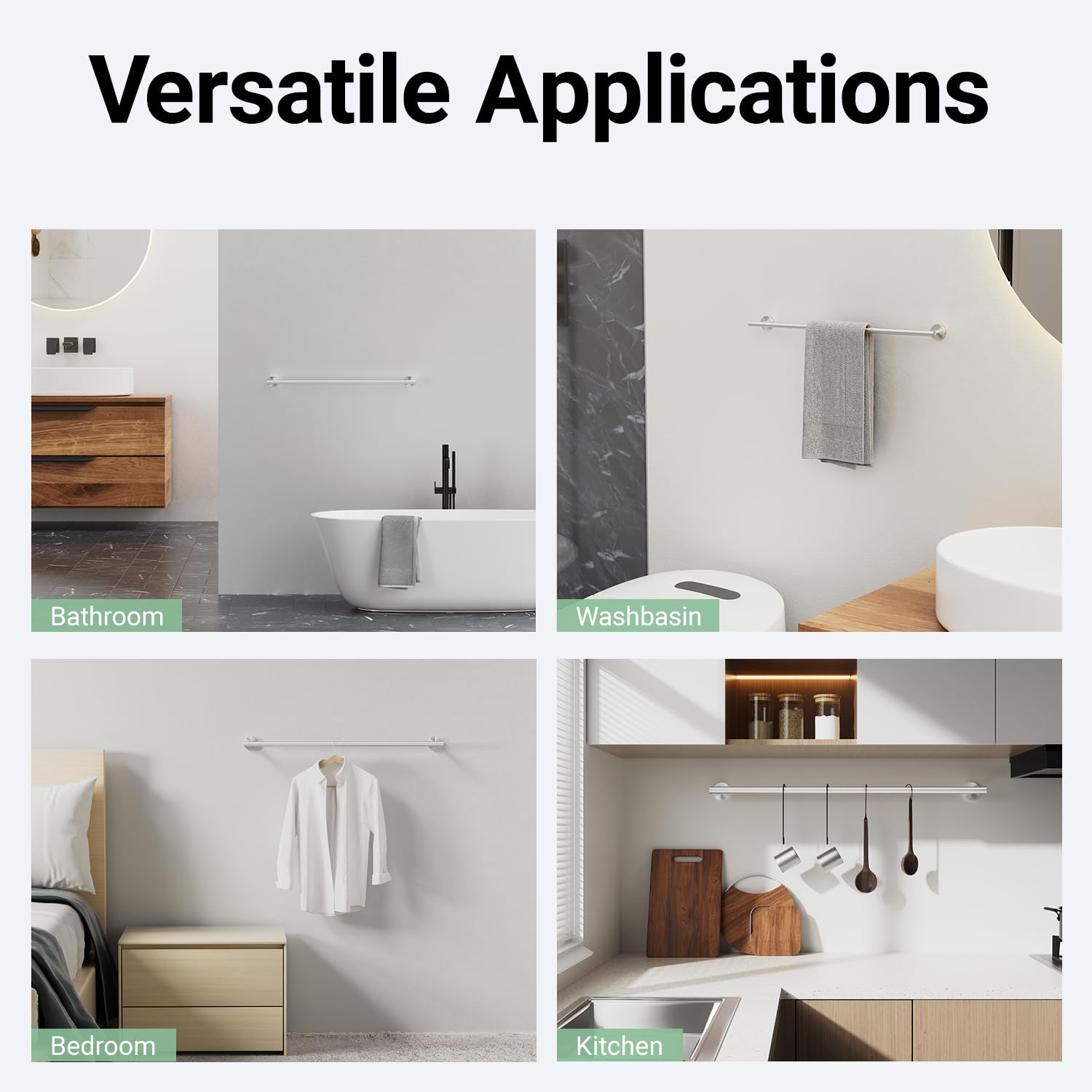 IOQ secure wall mount shown in a humid bathroom for durability.
