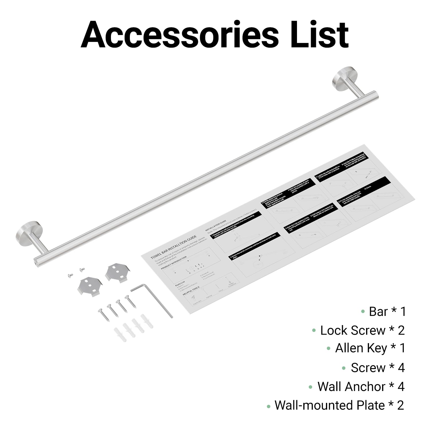 IOQ towel bar resists fingerprints and water stains for easy maintenance.