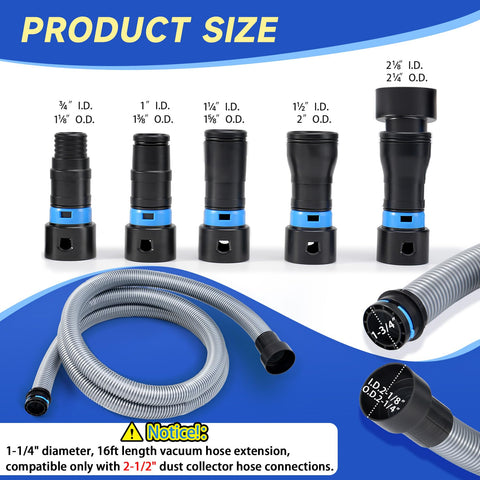 iouxvt dust collection adapter set highlights multi-brand compatibility and secure connections.