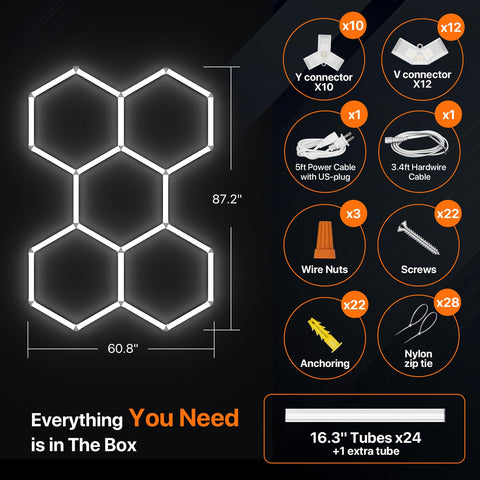 Ipackorin hexagon light DIY assembly with plug-and-play connectors.