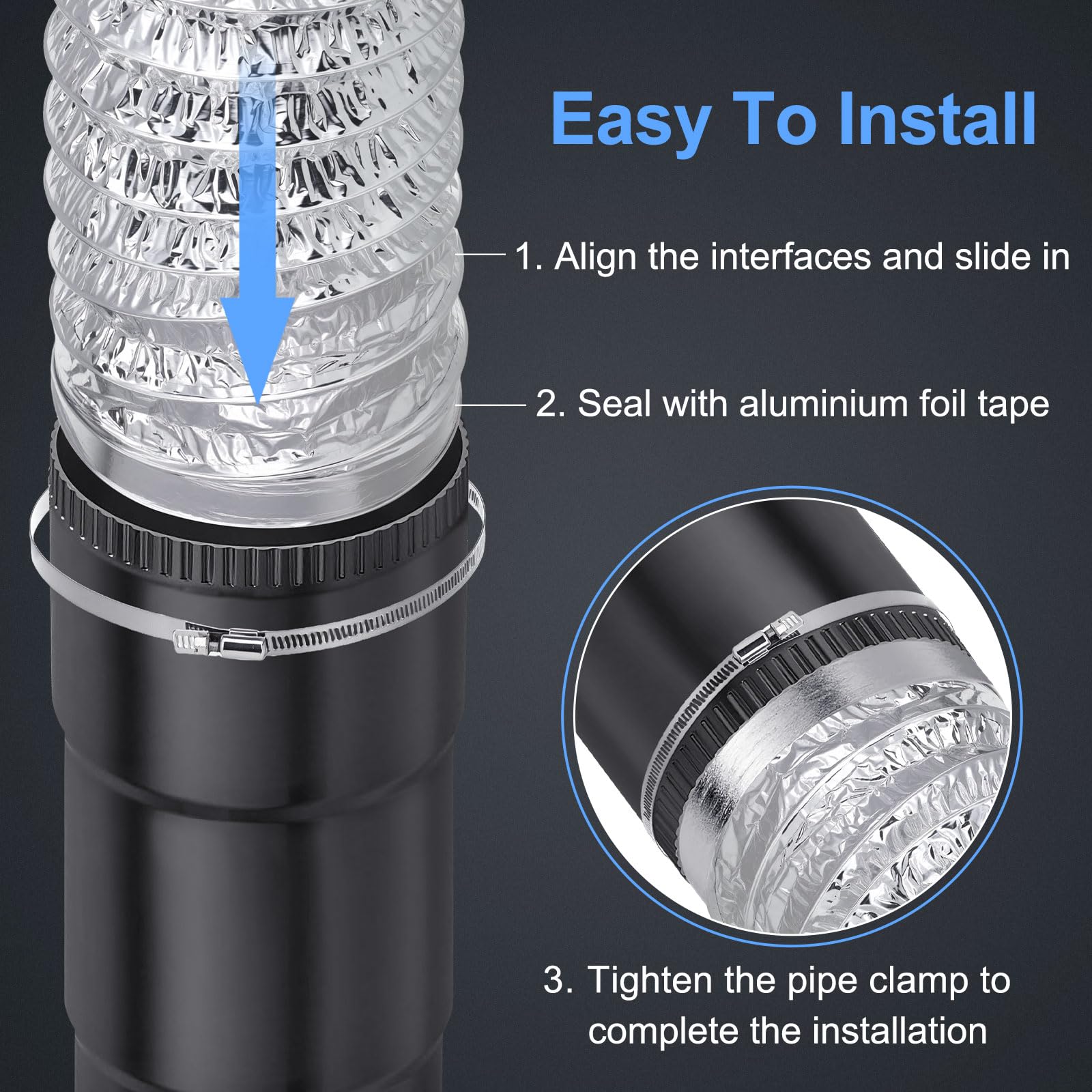 iplusmile heavy-duty air duct 5ft length supports long runs