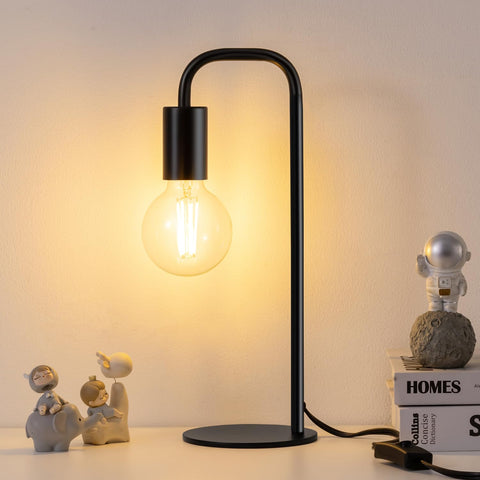 Iporovon industrial table lamp with a sturdy bedside base for stable lighting.