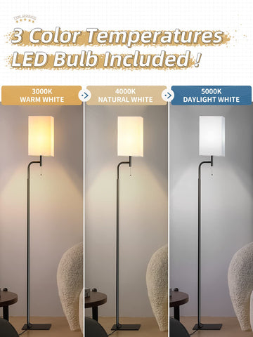 Iporovon square linen shade floor lamp diffuses light for cozy spaces.