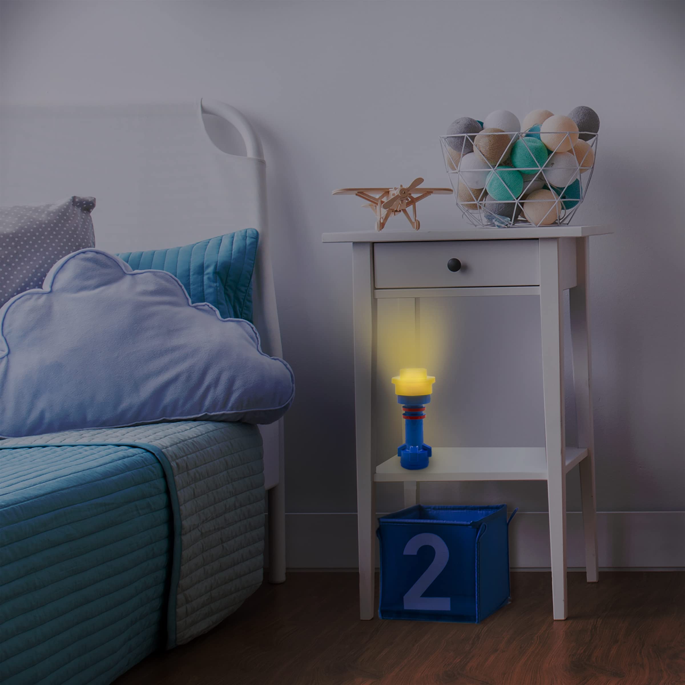 IQ Lego Iconic Torch flashlight shows three LEDs in action for bright light.
