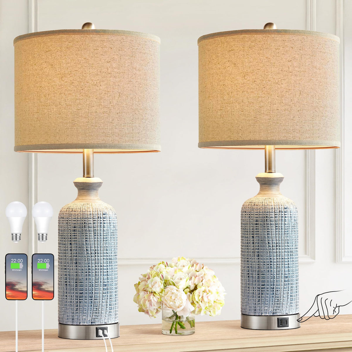 Ireliare living room lamps set of 2, 27-inch height, for ambient, balanced lighting.