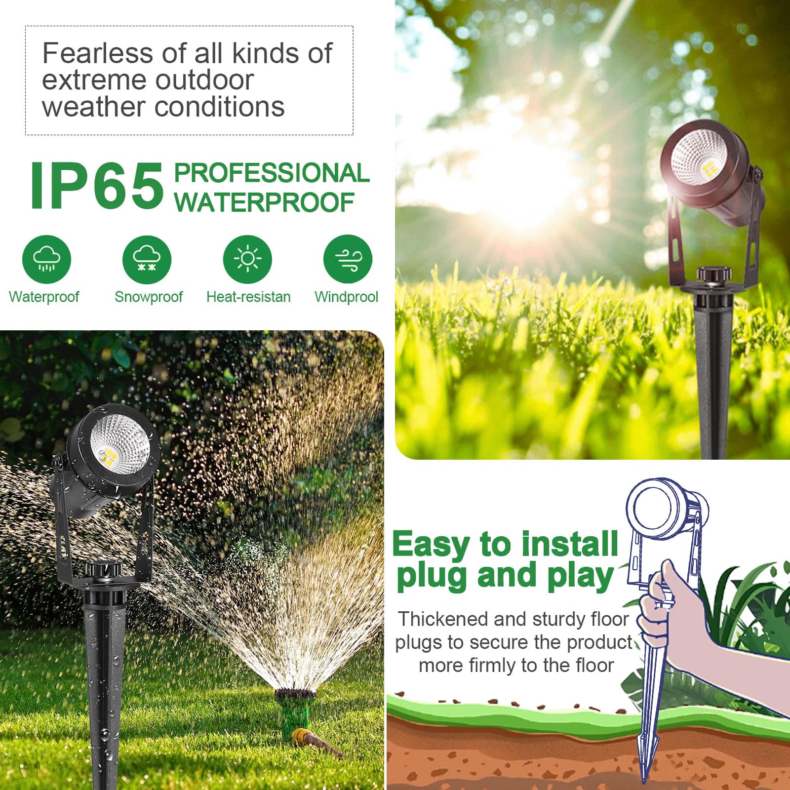 IRISECO ground stakes secure lights along garden paths with clean alignment.