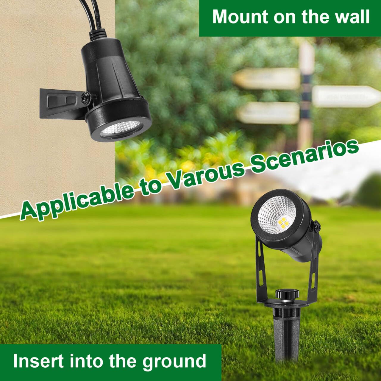 IRISECO 330-degree adjustable head targets walls and trees precisely.